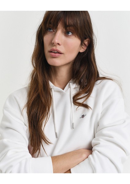 Kadın Beyaz Relaxed Fit Kapüşonlu Sweatshirt 4201413.113