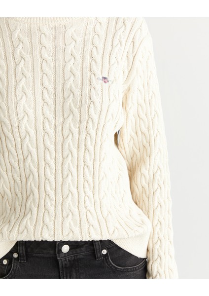 Kadın Krem Relaxed Fit Bisiklet Yaka Triko 48925325T.130 indirimleri