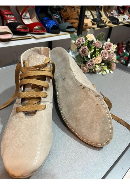 Sütlü Kahve Rengi Deri Dans Botu- Bağcıklı-Süet Taban - Tüm Danslar Için Uygundur. modelleri