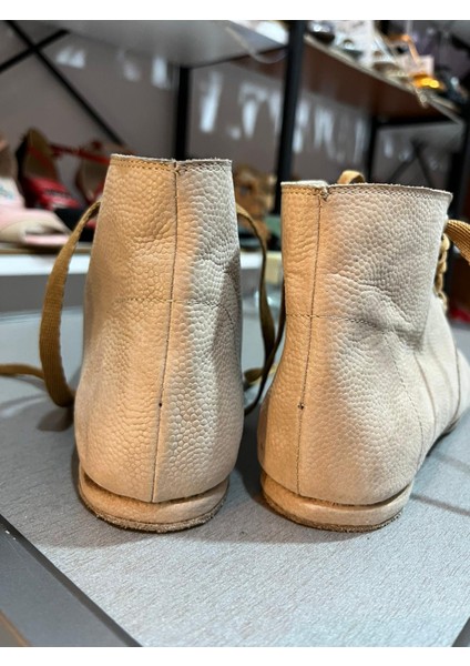 Sütlü Kahve Rengi Deri Dans Botu- Bağcıklı-Süet Taban - Tüm Danslar Için Uygundur. fırsatları