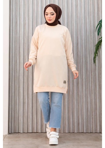 Armalı Yırtmaç Detay Tunik 1657 - Bej fiyatları