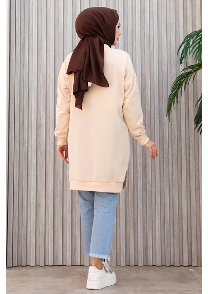 Armalı Yırtmaç Detay Tunik 1657 - Bej modelleri