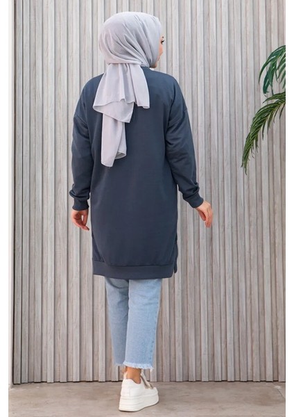 Armalı Yırtmaç Detay Tunik 1657 - Antrasit indirimleri