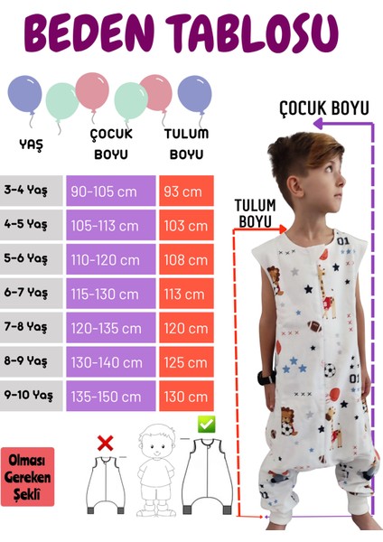 Çocuk Bebek Uyku Tulumu 21-24 Derece 1 Tog Uzay Desenli Bol Kalıp modelleri