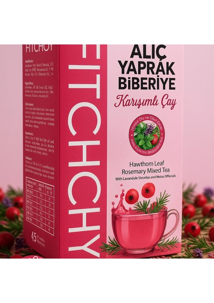 Fitchoy - Alıç Yaprağı & Biberiyeli Çay 90 gr × 45 Adet (Oğul Otu ve Karabaş Otu Ilaveli)