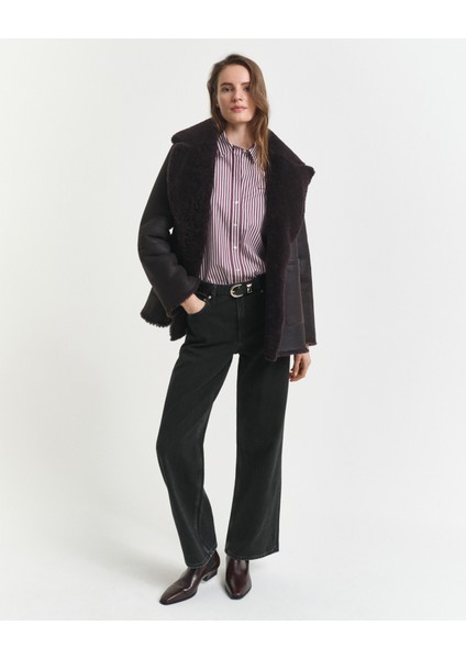 Kadın Bordo Regular Fit Klasik Yaka Çizgili Gömlek 4300214.656 fiyatları