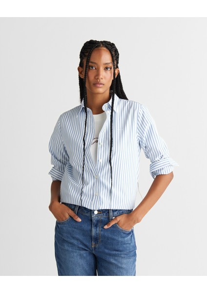 Kadın Mavi Regular Fit Düğmeli Gömlek 4300551.427