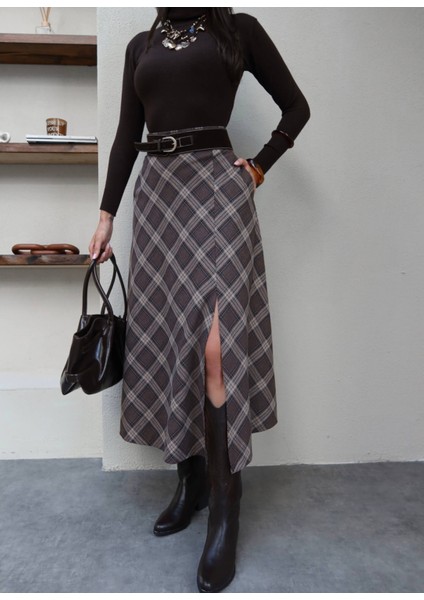 Kemerli Ekose Uzun Etek