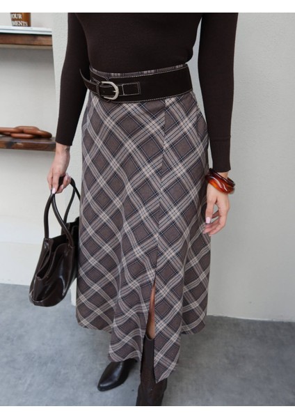 Kemerli Ekose Uzun Etek fırsatları