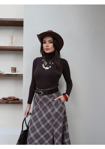 Kemerli Ekose Uzun Etek indirimleri