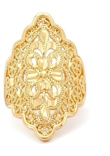 çelik yüzük kadın altın kaplama desenli hint model yüzük ayarlanabilir boy yzk-474