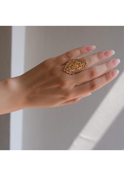 çelik yüzük kadın altın kaplama desenli hint model yüzük ayarlanabilir boy yzk-474 fiyatları