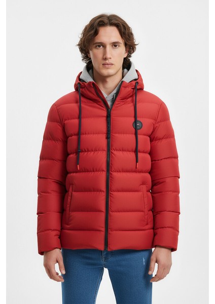 İçi Astarlı Su ve Rüzgar Geçirmez Cepli Kapüşonlu Erkek Mont