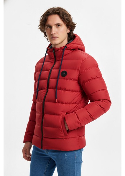 İçi Astarlı Su ve Rüzgar Geçirmez Cepli Kapüşonlu Erkek Mont