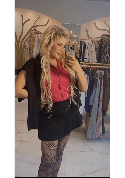 Kadın Yün Siyah Etekli Ikili Takım