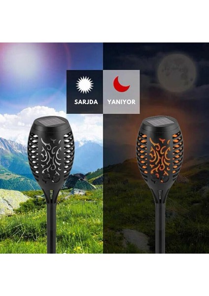 Solar Alev Efektli Bahçe Lambası