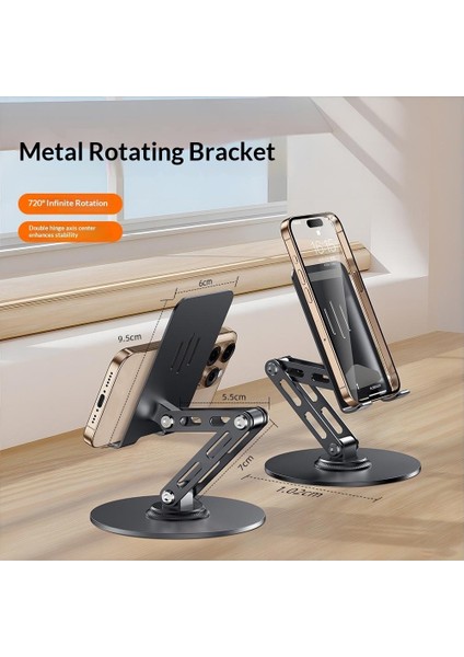 Tam Metal Masaüstü 360 ° Dönebilir Katlanır Braket Alüminyum Alaşımlı Cep Telefonu Tablet Masaüstü Canlı Stand Tembel Insanlar (Yurt Dışından)