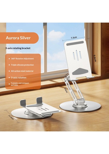 Tam Metal Masaüstü 360 ° Dönebilir Katlanır Braket Alüminyum Alaşımlı Cep Telefonu Tablet Masaüstü Canlı Stand Tembel Insanlar (Yurt Dışından)