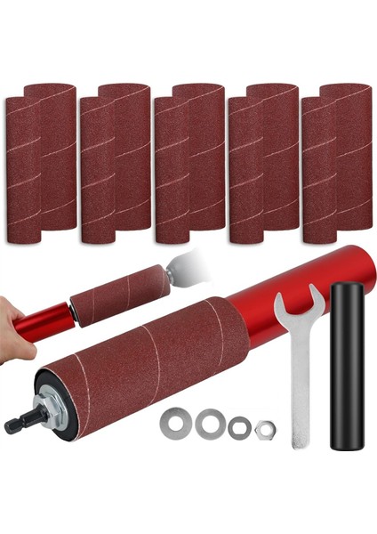 Davul Zımpara Seti Lastik Zımpara Davul Iğ Zımpara Adaptörü 120 Grit Zımpara Davul Zımpara Kolları Güç Matkap (Yurt Dışından)