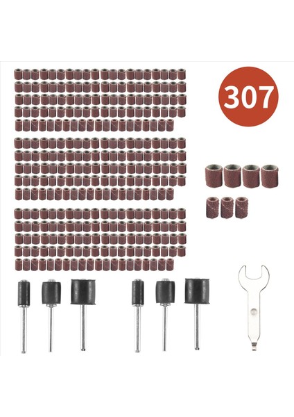 307 Adet Davul Zımpara Set Zımpara Davul Kiti 300 Adet Zımpara Bant Kolları (80/120/240) + 6 Adet Dremel Döner Aracı (2 35MM /3 17MM) + 1 Kombinasyon Anahtarı Için Davul Mandelleri (Yurt Dışından) modelleri