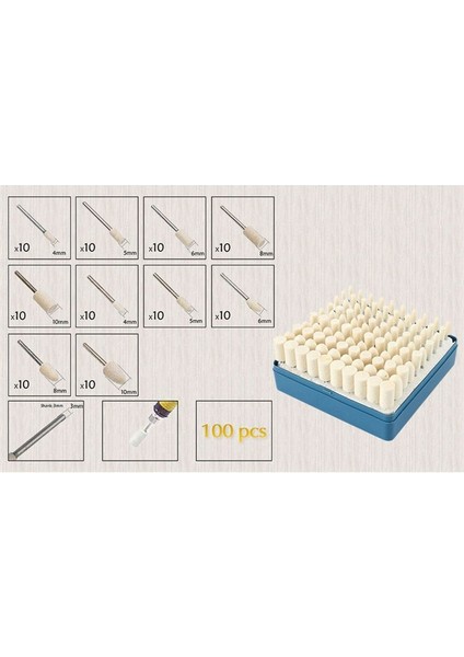 100 Parça Taşlama Tekerleği Yünü Yünü Keçe Parlatma Öğütme Tekerleği Başlık 3mm Sap Parlatma Aksesuarları (Yurt Dışından) fiyatları