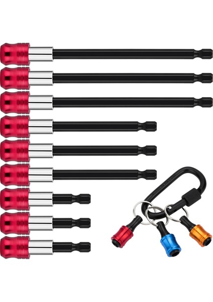 12 Parçalı Manyetik Matkap Ucu Uzatma Seti 3 Boyutta ve 3 Adet Bit Tutucu Anahtarlık ile 9 Adet Bit Uzatma Kiti (Yurt Dışından)