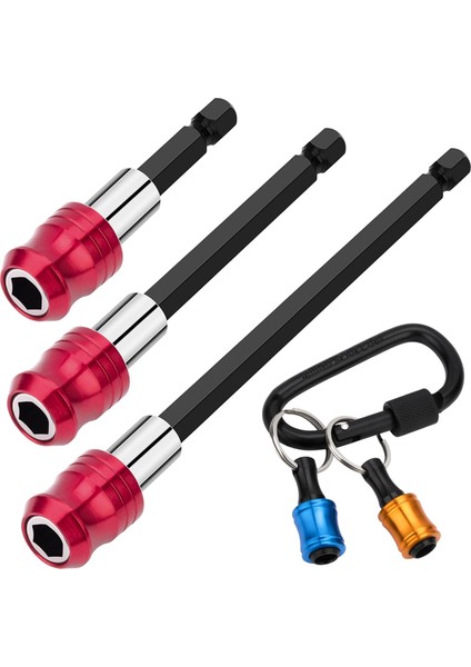 5 Parça Manyetik Matkap Ucu Uzatma Seti 3 Beden ve 2 Adet Bit Tutucu Anahtar Zinciri ile 3 Adet Bit Uzatma Kiti (Yurt Dışından)