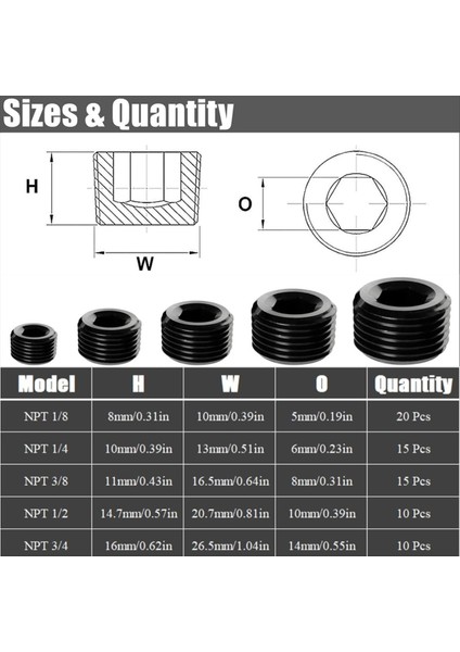 70 Siyah Karbon Çelik Boru Tapası Aksesuar Çiftlik Kiti 5 Boyutlar 1/8inch 1/4inch 3/8inch 1/2inch 3/4inch Npt (Yurt Dışından) fiyatları
