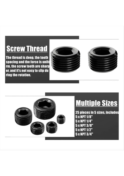 70 Siyah Karbon Çelik Boru Tapası Aksesuar Çiftlik Kiti 5 Boyutlar 1/8inch 1/4inch 3/8inch 1/2inch 3/4inch Npt (Yurt Dışından) fırsatları