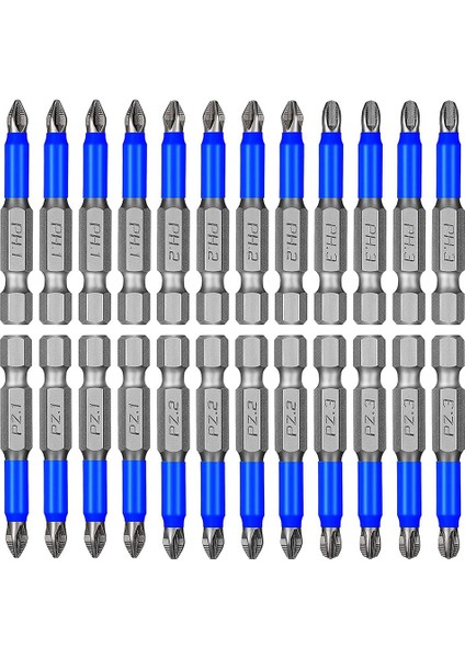 24 Pcs Manyetik Anti Kayma Tornavida Bitleri Set Ph1 Ph2 Ph2 Ph3 Pz1 Pz2 Pz3 Darbe Sürücü Bit Seti 1/4 Inç Hex Shank (Yurt Dışından)