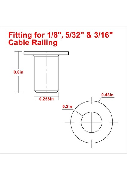 Ahşap/kompozit Direkler Için 50 Paket Paslanmaz Çelik Koruyucu Kollar 1/8 Inç 5/32 Inç Veya 3/16 Inç Güverte Kablo Korkuluk (Yurt Dışından) fiyatları