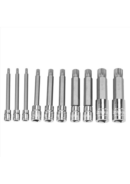 10 Parça 4 Inç Spline Ucu Bit Soket Seti M-Tipi Evrensel Kol M4-M18 Üç Kare Spline Bit Soket Seti (Yurt Dışından) fırsatları