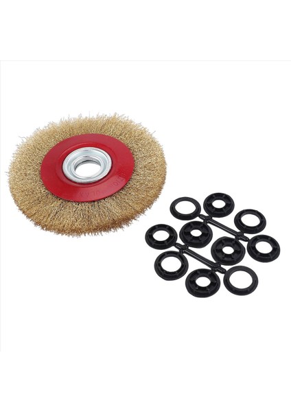 1pcs 8 Inç 200MM Çelik Düz Tel Tekerleği Fırça 10 Adet Tezgah Koyinli Cilası Için Adaptör Halkaları (Yurt Dışından) modelleri