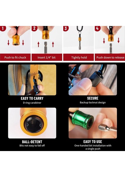 3 Pivoting Bit Uç Tutucu ve 12 Bit Tutucu Anahtarlık 1/4 Inç Pivot Matkap Bit Tutucu Hızlı Bırakma Knuckle Bits Tutucu (Yurt Dışından) modelleri