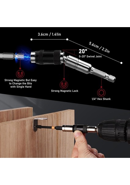 3 Pivoting Bit Uç Tutucu ve 12 Bit Tutucu Anahtarlık 1/4 Inç Pivot Matkap Bit Tutucu Hızlı Bırakma Knuckle Bits Tutucu (Yurt Dışından) fırsatları