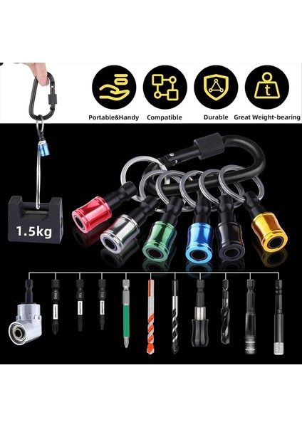 6pcs Taşınabilir Bit Tutucu 105 ° Çok Fonksiyonlu Dik Açılı Matkap 1/4inch Tornavida Bitleri Tutucu Karabin (Yurt Dışından) modelleri