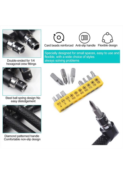 14 Parçalı Açılı Tornavida Seti Kablosuz Tornavida Için 105 ° Açılı Bağlantı Açı Tornavida Matkap Uzantısı (Yurt Dışından) indirimleri