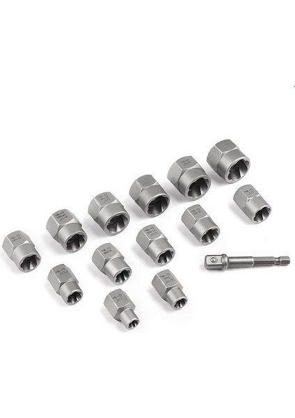 14PCS Darbe Cıvatası ve Somun Sökücü Seti Hex Adaptörü Ekstraksiyon Soket Seti ile Soyulmuş Pabucu Somun Sökücü (Yurt Dışından) indirimleri