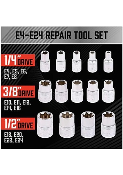 14 Parça E-Torx Soket Seti Premium Dişi Torx Soket Seti Yıldız Soket Seti Tork Soket Seti Harici Torx Soket Seti (Yurt Dışından) indirimleri