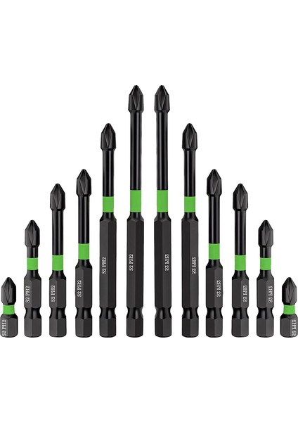 Manyetik Tornavida Bit Seti Kayma Önleyici Manyetik Matkap Ucu Seti S2 Etki Manyetik Güçlü Manyetik Ph2 Bitleri 12PCS (Yurt Dışından)