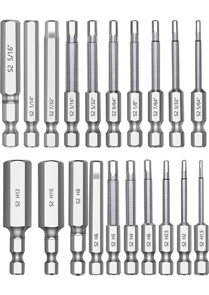 20PC Hex Hex Hex Anahtarı Matkap Bit Seti 2 3 Inç Uzunluğunda 1/4 Inç Çapında Hızlı Serbest Bırakma Shank Manyetik Tornavida Bit Seti (Yurt Dışından)