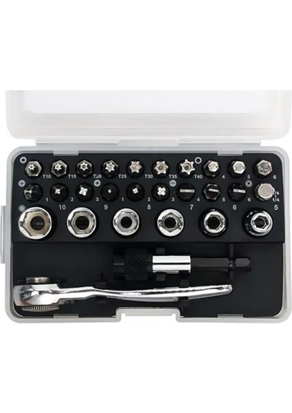 28 Inç 1 Mini Cırcır Anahtarı Dik Açılı Ofset 1/4 Inç 72 Diş Tornavida Sapı Manyetik Torx Biti (Yurt Dışından)