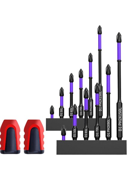 Yüksek Sertlik ve Güçlü Manyetik Bit Anti-Chok Güçlü Manyetik Kaymaz Bit Manyetik Matkap Tornavida Bitleri (12PCS) (Yurt Dışından)
