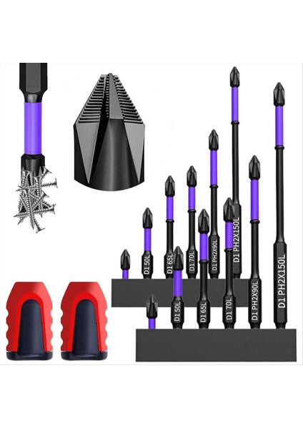 Yüksek Sertlik ve Güçlü Manyetik Bit Anti-Chok Güçlü Manyetik Kaymaz Bit Manyetik Matkap Tornavida Bitleri (12PCS) (Yurt Dışından) fiyatları