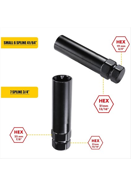 7 Spline Lug Somun Anahtarı 6 Spline Lug Somun Soket Çıkarma Aracı 2 Pcs Çift Hex Drive Satış Sonrası Tekerlek Kilidi Anahtar Değiştirme (Yurt Dışından) fiyatları