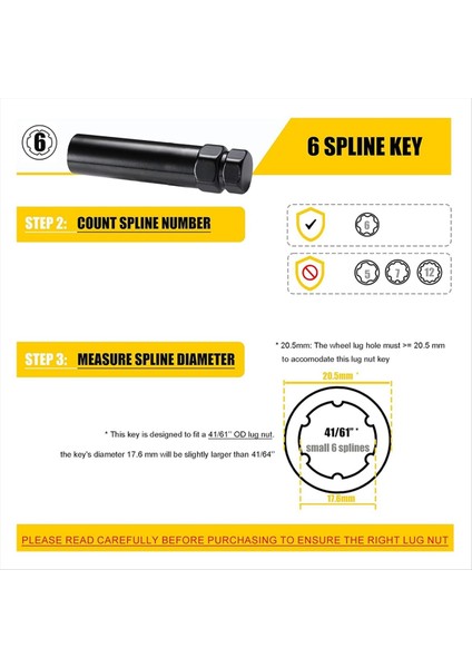 7 Spline Lug Somun Anahtarı 6 Spline Lug Somun Soket Çıkarma Aracı 2 Pcs Çift Hex Drive Satış Sonrası Tekerlek Kilidi Anahtar Değiştirme (Yurt Dışından) modelleri