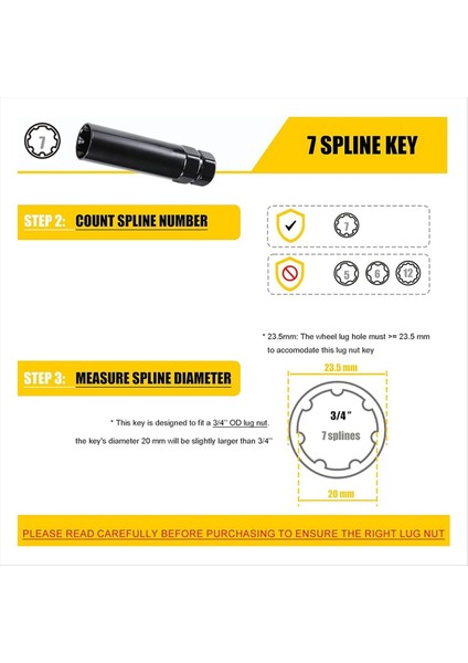 7 Spline Lug Somun Anahtarı 6 Spline Lug Somun Soket Çıkarma Aracı 2 Pcs Çift Hex Drive Satış Sonrası Tekerlek Kilidi Anahtar Değiştirme (Yurt Dışından) fırsatları