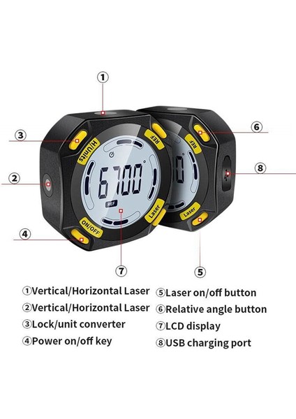 Lazer Dijital Prensıce Açısı Ölçümü Eğimometre 3 1 Lazer Seviye Kutusu Tip-C Şarj Açısı Ölçer Ölçüm Araçları (Yurt Dışından) fırsatları