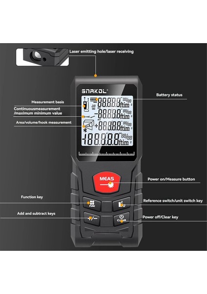 Snakol Cetvel Çoklu Ölçüm Modları 120M El Taşınağı Lazer Rangefinder Inşaat Cetvel Test Aracı (Yurt Dışından) fırsatları