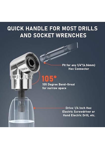 Bit Tutucu Hızlı Bırakma Bit Tutucu 1/4 Matkap Bit Tutucu Anahtarlık ve 105 ° Dik Açılı Matkap Eki (Yurt Dışından) indirimleri